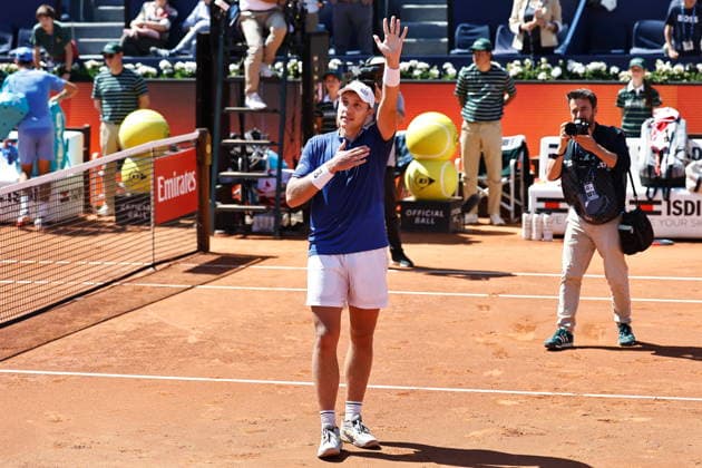 Hamad Medjedovic (SRB), APRIL 17, 2026 - Tennis : Hamad Medjedovic celebrate after winning singles Quarter-finals match against Nuno Borges on the Barcelona Open Banc Sabadell tennis tournament at the Real Club de Tenis de Barcelona in Barcelona, Spain. Noxthirdxpartyxsales  aflo_327231206