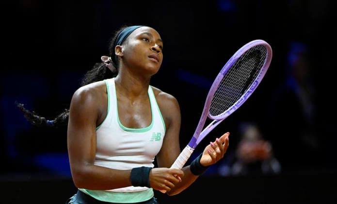 Coco Gauff (USA) Aktion enttaeuscht Tennis Damen Porsche-Cup Porsche Tennis Grand Prix GP Stuttgart 2026 Porsche Arena 11-19.04.2026 DFL REGULATIONS PROHIBIT ANY USE OF PHOTOGRAPHS AS IMAGE SEQUENCES AND OR QUASI-VIDEO Tennis Damen Porsche-Cup Porsche Tennis Grand Prix GP Stuttgart 2026