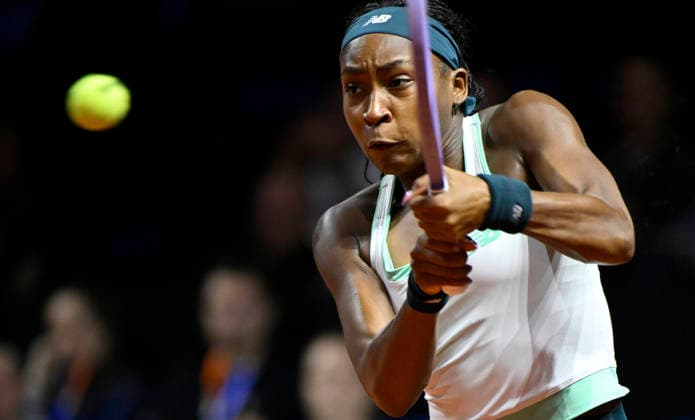 Coco Gauff (USA) Aktion Tennis Damen Porsche-Cup Porsche Tennis Grand Prix GP Stuttgart 2026 Porsche Arena 11-19.04.2026 DFL REGULATIONS PROHIBIT ANY USE OF PHOTOGRAPHS AS IMAGE SEQUENCES AND OR QUASI-VIDEO Tennis Damen Porsche-Cup Porsche Tennis Grand Prix GP Stuttgart 2026