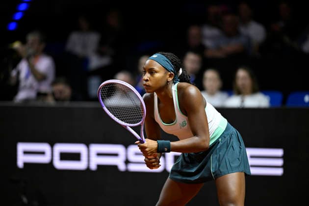 Coco Gauff (USA) Aktion Tennis Damen Porsche-Cup Porsche Tennis Grand Prix GP Stuttgart 2026 Porsche Arena 11-19.04.2026 DFL REGULATIONS PROHIBIT ANY USE OF PHOTOGRAPHS AS IMAGE SEQUENCES AND OR QUASI-VIDEO Tennis Damen Porsche-Cup Porsche Tennis Grand Prix GP Stuttgart 2026