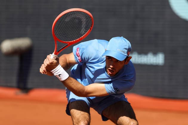 April 17, 2026, Barcelona, Barcelona, Spain: Nuno Borges of Portugal in action against Hamad Medjedovic of Serbia during the Quarter-finals tennis match of the Barcelona Open Banc Sabadell - Conde Godo 2026 Day 7 at Real Club de Tenis Barcelona on April 17, 2026 in Barcelona, Spain. Barcelona Open Banc Sabadell - Conde Godo 2026 Day 7  - ZUMAa181 20260417_zaa_a181_119 Copyright: xJavierxBorregox
