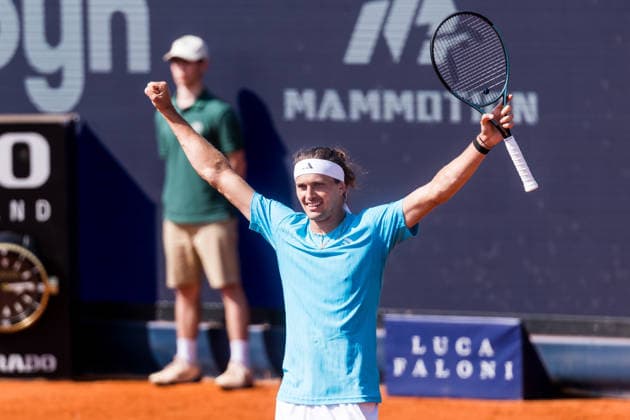 MUNICH, GERMANY - APRIL 17: Alexander Zverev (GER) cheers after winning the BMW Open by Bitpanda Singles match between Alexander Zverev (GER) vs Francisco Cerundolo (ARG) at MTTC Iphitos on April 17, 2026 in Munich, Germany. Bavaria Germany Copyright: xSteffiexWunderlx