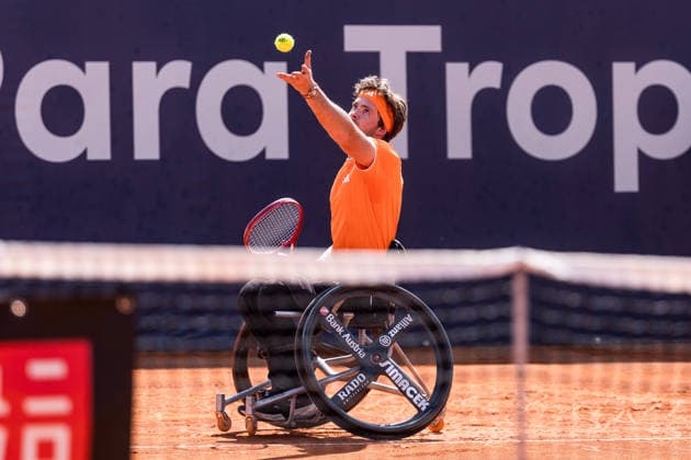 MUNICH, GERMANY - APRIL 17: Nico Langmann (AUT) during the Allianz Para Trophy Singles match between Gustavo Fernandez (ARG) vs Nico Langmann (AUT) at BMW Open by Bitpanda at MTTC Iphitos on April 17, 2026 in Munich, Germany. Bavaria Germany Copyright: xSteffiexWunderlx