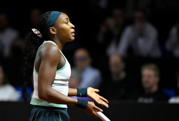Coco Gauff (USA) enttaeuscht Tennis Damen Porsche-Cup Porsche Tennis Grand Prix GP Stuttgart 2026 Porsche Arena 11-19.04.2026 DFL REGULATIONS PROHIBIT ANY USE OF PHOTOGRAPHS AS IMAGE SEQUENCES AND OR QUASI-VIDEO Tennis Damen Porsche-Cup Porsche Tennis Grand Prix GP Stuttgart 2026