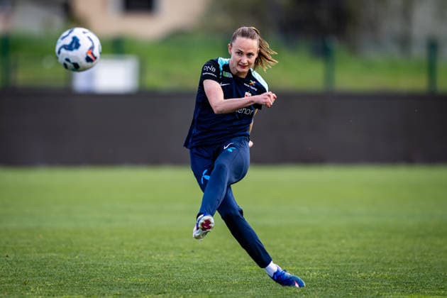 260417 Caroline Graham Hansen of the Norwegian women™s national football team during a training session on April 17, 2026 in Ptuj. Photo: Marius Simensen BILDBYRAN Cop 238 bbeng dam fifa women s world cup qualifier football fotball fotboll norge norway practice soccer training trening träning Copyright: MARIUSxSIMENSEN BB260417BB199