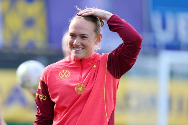 Ried im Innkreis, Österreich 17. April 2026: Vorbereitung auf das Frauen WM-Qualifikationsspiel Österreich vs. Deutschland - Abschlusstraining Im Bild: Lisanne Gräwe Graewe (Deutschland) Copyright: HMBxMedia MadeleinexFantini