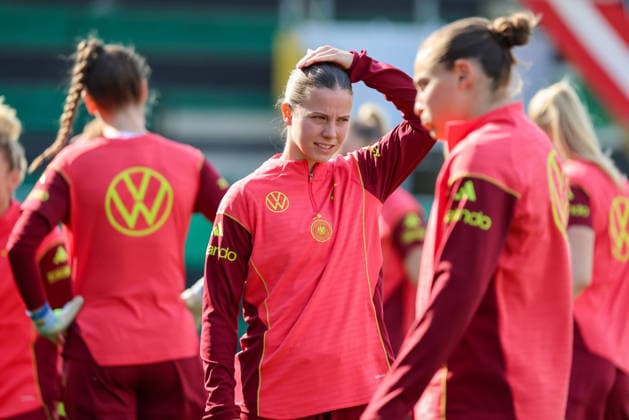 Ried im Innkreis, Österreich 17. April 2026: Vorbereitung auf das Frauen WM-Qualifikationsspiel Österreich vs. Deutschland - Abschlusstraining Im Bild: Sarah Mattner-Trembleau (Deutschland) Copyright: HMBxMedia MadeleinexFantini