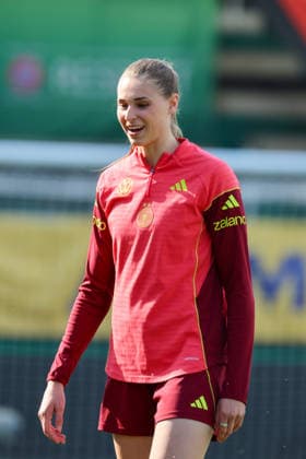 Ried im Innkreis, Österreich 17. April 2026: Vorbereitung auf das Frauen WM-Qualifikationsspiel Österreich vs. Deutschland - Abschlusstraining Im Bild: Jule Brand (Deutschland) Copyright: HMBxMedia MadeleinexFantini