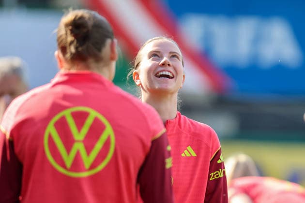 Ried im Innkreis, Österreich 17. April 2026: Vorbereitung auf das Frauen WM-Qualifikationsspiel Österreich vs. Deutschland - Abschlusstraining Im Bild: Sarah Mattner-Trembleau (Deutschland) Copyright: HMBxMedia MadeleinexFantini