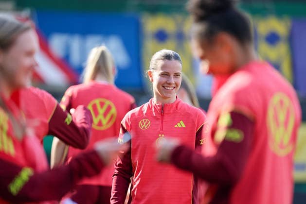 Ried im Innkreis, Österreich 17. April 2026: Vorbereitung auf das Frauen WM-Qualifikationsspiel Österreich vs. Deutschland - Abschlusstraining Sarah Mattner-Trembleau (Deutschland) Im Bild: Copyright: HMBxMedia MadeleinexFantini