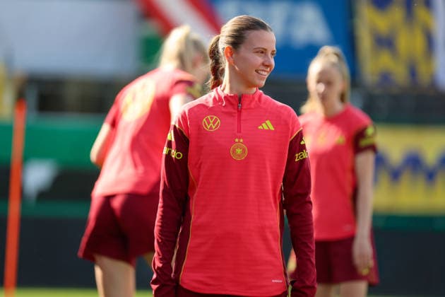 Ried im Innkreis, Österreich 17. April 2026: Vorbereitung auf das Frauen WM-Qualifikationsspiel Österreich vs. Deutschland - Abschlusstraining Im Bild: Sarah Mattner-Trembleau (Deutschland) Copyright: HMBxMedia MadeleinexFantini