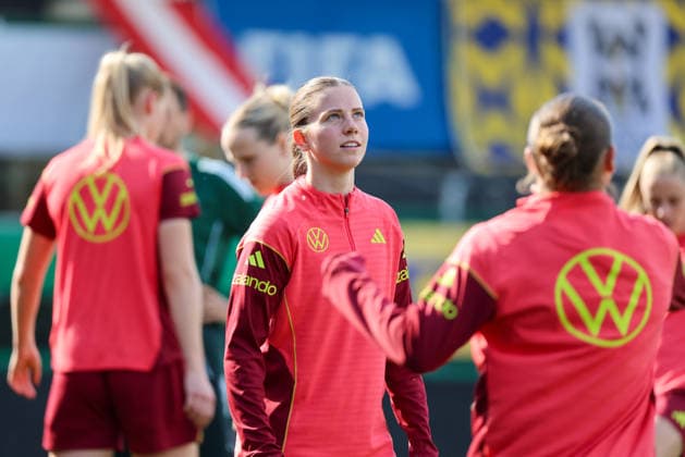 Ried im Innkreis, Österreich 17. April 2026: Vorbereitung auf das Frauen WM-Qualifikationsspiel Österreich vs. Deutschland - Abschlusstraining Im Bild: Sarah Mattner-Trembleau (Deutschland) Copyright: HMBxMedia MadeleinexFantini