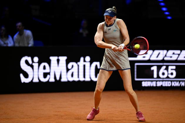 Elena Jelena Rybakina (KAZ) Aktion Tennis Damen Porsche-Cup Porsche Tennis Grand Prix GP Stuttgart 2026 Porsche Arena 11-19.04.2026 DFL REGULATIONS PROHIBIT ANY USE OF PHOTOGRAPHS AS IMAGE SEQUENCES AND OR QUASI-VIDEO Tennis Damen Porsche-Cup Porsche Tennis Grand Prix GP Stuttgart 2026