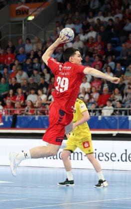 17.04.2026, Deutschland, Bietigheim Handball SG BBM Bietigheim vs. HSG Krefeld, Moritz Strosack (BBM)