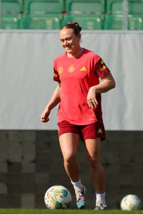 Ried im Innkreis, Österreich 17. April 2026: Vorbereitung auf das Frauen WM-Qualifikationsspiel Österreich vs. Deutschland - Abschlusstraining Im Bild: Lisanne Gräwe Graewe (Deutschland) Copyright: HMBxMedia MadeleinexFantini