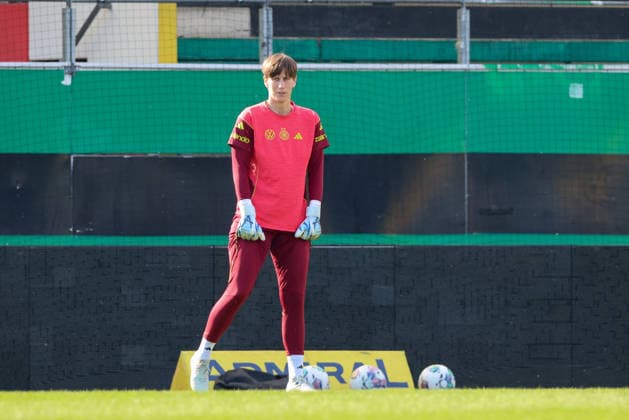 Ried im Innkreis, Österreich 17. April 2026: Vorbereitung auf das Frauen WM-Qualifikationsspiel Österreich vs. Deutschland - Abschlusstraining Im Bild: Torhüterin Ann-Katrin Berger (Deutschland) Copyright: HMBxMedia MadeleinexFantini
