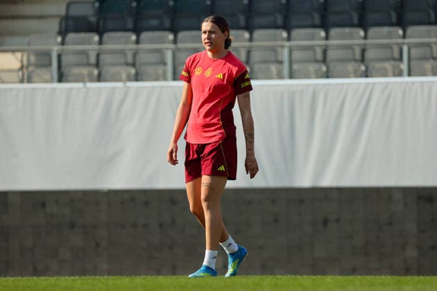 Ried im Innkreis, Österreich 17. April 2026: Vorbereitung auf das Frauen WM-Qualifikationsspiel Österreich vs. Deutschland - Abschlusstraining Im Bild: Larissa Mühlhaus Muehlhaus (Deutschland) Copyright: HMBxMedia MadeleinexFantini