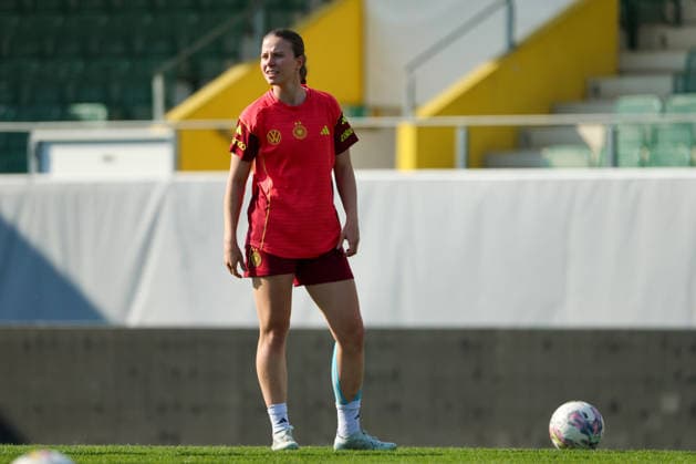 Ried im Innkreis, Österreich 17. April 2026: Vorbereitung auf das Frauen WM-Qualifikationsspiel Österreich vs. Deutschland - Abschlusstraining Im Bild: Sarah Mattner-Trembleau (Deutschland) Copyright: HMBxMedia MadeleinexFantini