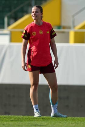 Ried im Innkreis, Österreich 17. April 2026: Vorbereitung auf das Frauen WM-Qualifikationsspiel Österreich vs. Deutschland - Abschlusstraining Im Bild: Sarah Mattner-Trembleau (Deutschland) Copyright: HMBxMedia MadeleinexFantini