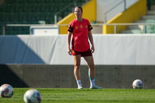 Ried im Innkreis, Österreich 17. April 2026: Vorbereitung auf das Frauen WM-Qualifikationsspiel Österreich vs. Deutschland - Abschlusstraining Im Bild: Sarah Mattner-Trembleau (Deutschland) Copyright: HMBxMedia MadeleinexFantini