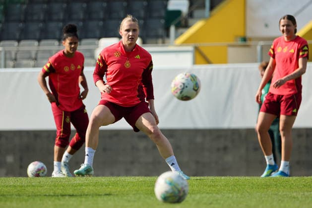 Ried im Innkreis, Österreich 17. April 2026: Vorbereitung auf das Frauen WM-Qualifikationsspiel Österreich vs. Deutschland - Abschlusstraining Im Bild: Jella Veit (Deutschland) Copyright: HMBxMedia MadeleinexFantini