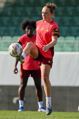 Ried im Innkreis, Österreich 17. April 2026: Vorbereitung auf das Frauen WM-Qualifikationsspiel Österreich vs. Deutschland - Abschlusstraining Im Bild: Lisanne Gräwe Graewe (Deutschland) Copyright: HMBxMedia MadeleinexFantini