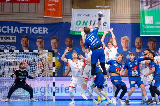 Ole Hagedorn (Nr. 10, VfL Lübeck-Schwartau). VfL Luebeck-Schwartau vs. TuS Ferndorf, Handball, 2. Bundesliga, 17.04.26 Luebeck Schleswig-Holstein Germany Copyright: xAgentur54GradÂ°x xFelixxKoenigx