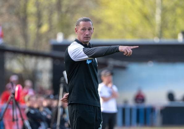 Fussball, Frauen, Saison 2025 2026, Testspiel 1. FFC Turbine Potsdam - 1. FC Union Berlin (0:2), Trainer Steen Gravgaard Ladefoged (Turbine Potsdam) , 17.04.2026, Copyright: xMatthiasxKochx