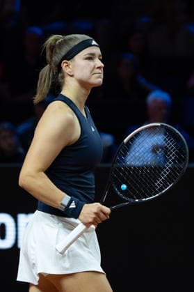 Karolina Muchova (CZE) im Bild, Jubel, Freude, Emotion, Geste, GER, Elina Svitolina vs. Karolina Muchova, Tennis, ATP, Tennis Herren Turnier, WTA, Tennis Damen 500, Porsche Tennis Grand-Prix, Halbfinale, 18.04.2026, GER, Elina Svitolina vs. Karolina Muchova, Tennis, ATP-Turnier, WTA 500, Porsche Tennis Grand-Prix, Halbfinale, 18.04.2026, Stuttgart Copyright: xEibner-Pressefoto EdwardxCheungx EP_ECG