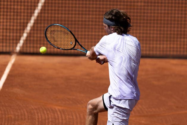 April 18, 2026, Barcelona, Barcelona, Spain: Russian professional ATP, Tennis Herren Tour tennis player ANDREY RUBLEV (RUS) in action during the semifinals match against HAMAD MEDJEDOVIC (SRB) at the Barcelona Open Banc Sabadell ATP 500 tennis tournament at the Real Club de Tenis Barcelona on April 18, 2026 in Barcelona, Spain. Tennis 2026: Barcelona Open Banc Sabadell 2026 - ATP 500  - ZUMAs316 20260418_znp_s316_013 Copyright: xMartixSeguraxRamonedax