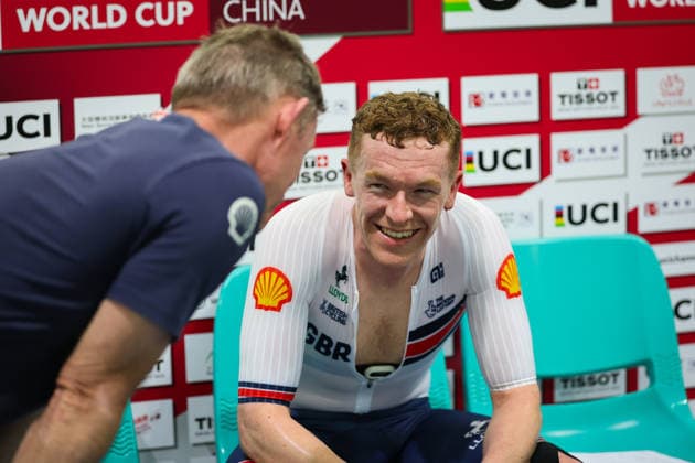 UCI Track World Cup: Hong Kong Picture by Alex Whitehead SWpix.com - 18 04 2026 - Cycling - UCI Track World Cup: Hong Kong - Hong Kong Velodrome, Tseung Kwan O, Hong Kong, China - Men™s Omnium - Points Race 4 4 - Matthew Bostock of Great Britain comes fourth place Copyright: x xSWpix.comx(t axPhotographyxHubxLtd)xAlexxWhitehead SWpix.comx SWP-3030-12786