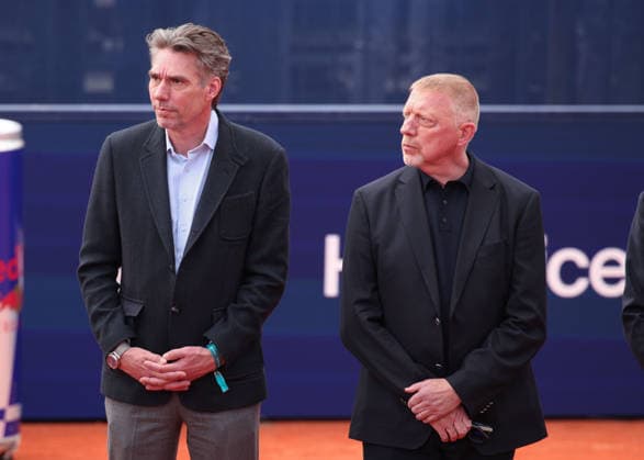 Niki Pilic Tribute im Rahmen der BWW Open 2026, Michael Stich und Boris Becker, Tennis - BMW Open 2026 - ATP, Tennis Herren 500 - MTTC Iphitos - Muenchen - Bayern - Deutschland - 18 April 2026. Copyright: xJuergenxHasenkopfx