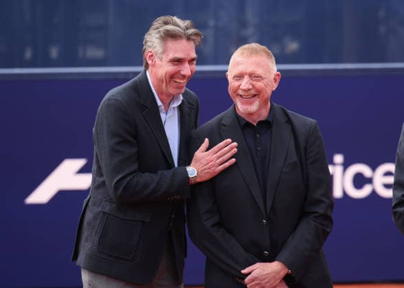 Sport Bilder des Tages Niki Pilic Tribute im Rahmen der BWW Open 2026, Michael Stich und Boris Becker, Tennis - BMW Open 2026 - ATP, Tennis Herren 500 - MTTC Iphitos - Muenchen - Bayern - Deutschland - 18 April 2026. *** Niki Pilic Tribute at the BWW Open 2026, Michael Stich and Boris Becker, Tennis BMW Open 2026 ATP 500 MTTC Iphitos Munich Bavaria Germany April 18, 2026 Copyright: xJuergenxHasenkopfx