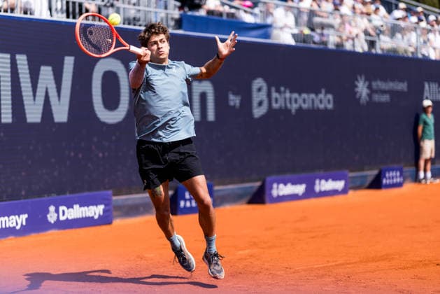 MUNICH, GERMANY - APRIL 18: Flavio Cobolli (ITA) during the BMW Open by Bitpanda Singles match between Alexander Zverev (GER) vs Flavio Cobolli (ITA) at MTTC Iphitos on April 18, 2026 in Munich, Germany. Bavaria Germany Copyright: xSteffiexWunderlx