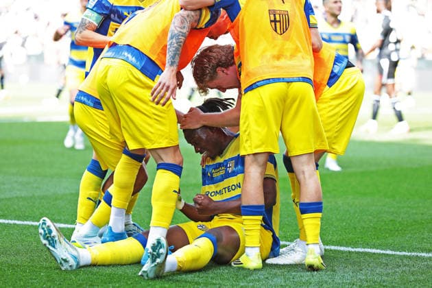 Parma™s Hernani celebrates after scoring the 0-1 goal for his team during the Serie A soccer match between Udinese and Parma at the Bluenergy Stadium in Udine, north east Italy - Saturday, April 18,2026 - soccer  Copyright: xAndreaxBressanutti LaPressex