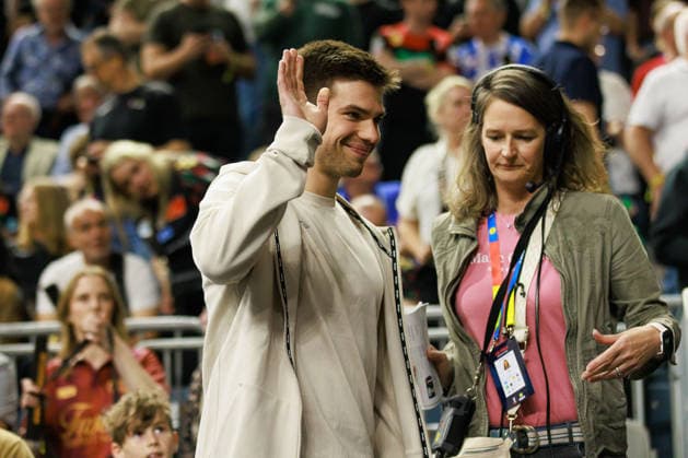 Nationalspieler Renars Uscins von der TSV Hannover-Burgdorf ist in der Lanxess Arena GER, TBV Lemgo Lippe vs. Fuechse Berlin, Handball, DHB Pokal, Halbfinale, Spielzeit 2025 2026, 18.04.2026, GER, TBV Lemgo Lippe vs. Fuechse Berlin, Handball, DHB Pokal, Halbfinale, Spielzeit 2025 2026, 18.04.2026, Koeln *** National player Renars Uscins of TSV Hannover Burgdorf is in the Lanxess Arena GER, TBV Lemgo Lippe vs Fuechse Berlin, handball, DHB Cup, semi-final, 2025 2026 season, 18 04 2026, GER, TBV Lemgo Lippe vs Fuechse Berlin, handball, DHB Cup, semi-final, 2025 2026 season, 18 04 2026, Cologne Copyright: xEibnerxPressefoto OliverxSchmidtx EP_OST