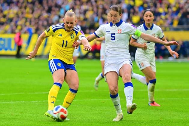 Strawberry Arena SOLNA, SWEDEN - APRIL 18: Stina Blackstenius of Sweden scorers in the World Cup 2027 qualifier match between Sweden and Serbia at Strawberry Arena on April 18, 2026 in Solna, Sweden. (Peter Sonander SPP) Copyright: xPeterxSonander SPPx Sportspressphoto_SPR132140