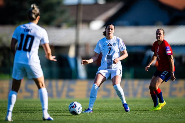 260418 Nina Kajzba of Slovenia during the FIFA Women s World Cup Qualifier football match between Slovenia and Norway on April 18, 2026 in Ptuj. Photo: Marius Simensen BILDBYRAN COP 238 MM0066 bbeng dam FIFA World Cup, WM, Weltmeisterschaft, Fussball qualifiers football fotball fotboll landskamp norge norway slovenia slovenien soccer vm kvalik vm-kvalifisering kvinner Copyright: MARIUSxSIMENSEN BB260418BB780