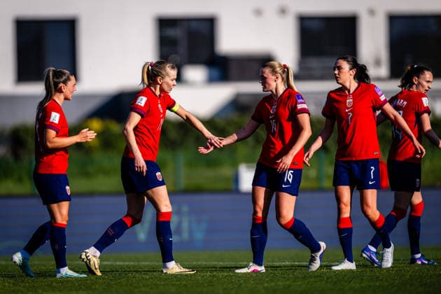 260418 Ada Hegerberg of Norway celebrates after scoring the 0-1 goal during the FIFA Women s World Cup Qualifier football match between Slovenia and Norway on April 18, 2026 in Ptuj. Photo: Marius Simensen BILDBYRAN COP 238 MM0066 bbeng dam FIFA World Cup, WM, Weltmeisterschaft, Fussball qualifiers football fotball fotboll jubel landskamp norge norway slovenia slovenien soccer vm kvalik vm-kvalifisering kvinner Copyright: MARIUSxSIMENSEN BB260418BB936