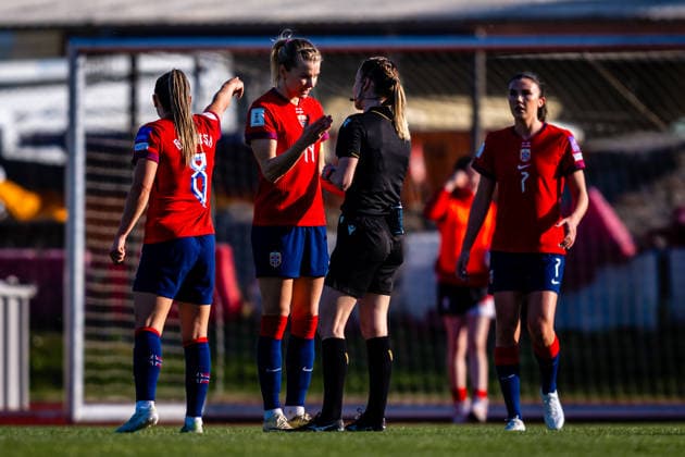 260418 Ada Hegerberg of Norway reacts after 1-1 during the FIFA Women s World Cup Qualifier football match between Slovenia and Norway on April 18, 2026 in Ptuj. Photo: Marius Simensen BILDBYRAN COP 238 MM0066 bbeng dam FIFA World Cup, WM, Weltmeisterschaft, Fussball qualifiers football fotball fotboll landskamp norge norway slovenia slovenien soccer vm kvalik vm-kvalifisering kvinner Copyright: MARIUSxSIMENSEN BB260418BB947