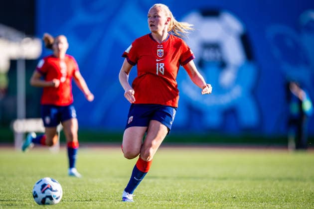 260418 Frida Maanum of Norway during the FIFA Women s World Cup Qualifier football match between Slovenia and Norway on April 18, 2026 in Ptuj. Photo: Marius Simensen BILDBYRAN COP 238 MM0066 bbeng dam FIFA World Cup, WM, Weltmeisterschaft, Fussball qualifiers football fotball fotboll landskamp norge norway slovenia slovenien soccer vm kvalik vm-kvalifisering kvinner Copyright: MARIUSxSIMENSEN BB260418BB957