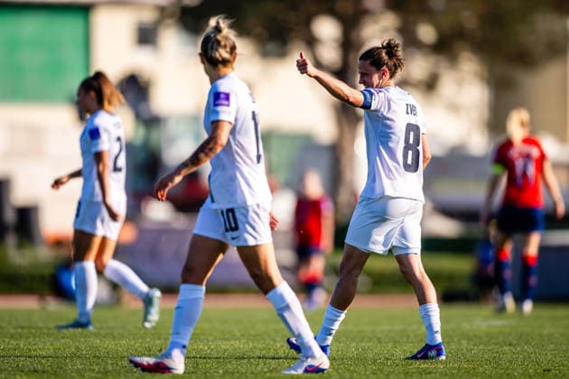 260418 Mateja Zver of Slovenia celebrates after scoring the 1-1 goal during the FIFA Women s World Cup Qualifier football match between Slovenia and Norway on April 18, 2026 in Ptuj. Photo: Marius Simensen BILDBYRAN COP 238 MM0066 bbeng dam FIFA World Cup, WM, Weltmeisterschaft, Fussball qualifiers football fotball fotboll jubel landskamp norge norway slovenia slovenien soccer vm kvalik vm-kvalifisering kvinner Copyright: MARIUSxSIMENSEN BB260418BB965