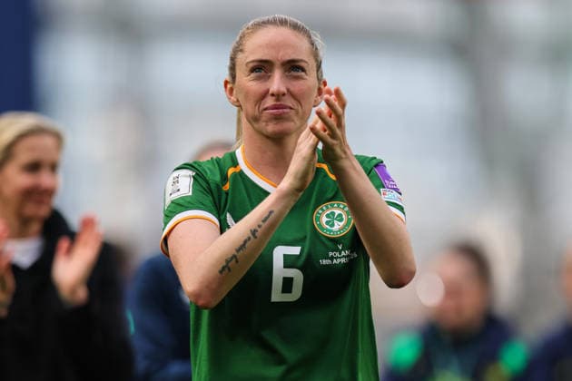 2027 FIFA Women s World Cup Qualifier, Aviva Stadium, Dublin 18 4 2026 Republic of Ireland vs Poland Ireland s Megan Connolly celebrates after the match Megan Connolly celebrates after the match 18 4 2026  Copyright: x INPHO RyanxByrnex RB1_0412