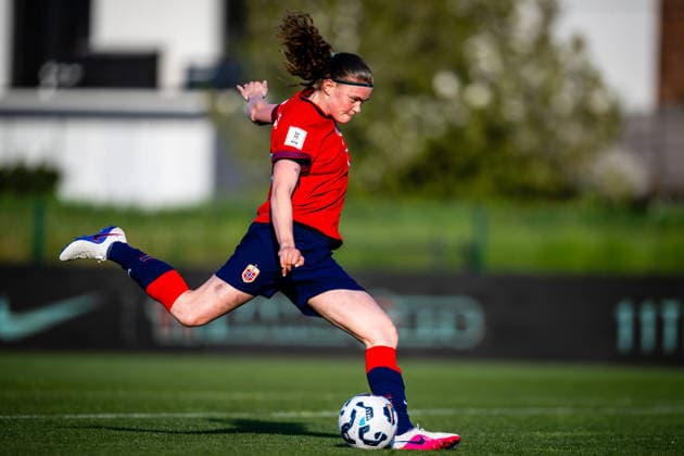 260418 Signe Gaupset of Norway during the FIFA Women s World Cup Qualifier football match between Slovenia and Norway on April 18, 2026 in Ptuj. Photo: Marius Simensen BILDBYRAN COP 238 MM0066 bbeng dam FIFA World Cup, WM, Weltmeisterschaft, Fussball qualifiers football fotball fotboll landskamp norge norway slovenia slovenien soccer vm kvalik vm-kvalifisering kvinner Copyright: MARIUSxSIMENSEN BB260418ZU008