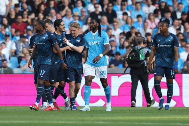 Lazio™s Matteo Cancellieri esulta dopo il gol 0-1 during the Serie A soccer match between Napoli and Lazio at the Diego Armando Maradona Stadium in Naples, southern italy - Saturday , April 18 , 2026. - Soccer .  Copyright: xAlessandroxGarofalo LaPressex