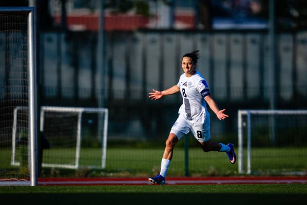 260418 Mateja Zver of Slovenia celebrates after scoring the 2-2 goal on a penalty kick during the FIFA Women s World Cup Qualifier football match between Slovenia and Norway on April 18, 2026 in Ptuj. Photo: Marius Simensen BILDBYRAN COP 238 MM0066 bbeng dam FIFA World Cup, WM, Weltmeisterschaft, Fussball qualifiers football fotball fotboll jubel landskamp norge norway slovenia slovenien soccer vm kvalik vm-kvalifisering kvinner Copyright: MARIUSxSIMENSEN BB260418ZA010