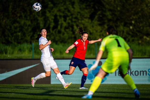 260418 Guro Reiten of Norway during the FIFA Women s World Cup Qualifier football match between Slovenia and Norway on April 18, 2026 in Ptuj. Photo: Marius Simensen BILDBYRAN COP 238 MM0066 bbeng dam FIFA World Cup, WM, Weltmeisterschaft, Fussball qualifiers football fotball fotboll landskamp norge norway slovenia slovenien soccer vm kvalik vm-kvalifisering kvinner Copyright: MARIUSxSIMENSEN BB260418ZM012