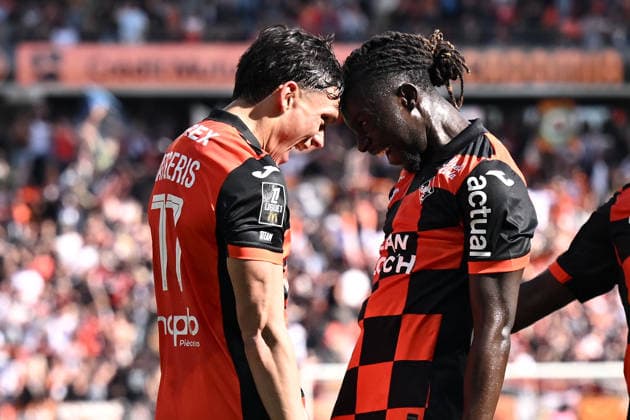 FC Lorient v Olympique de Marseille - Ligue 1 McDonald s 2025 2026 05 Bamo MEITE (fcl) - 77 Panos KATSERIS (fcl) during the Ligue 1 McDonald s match between FC Lorient and Olympique de Marseille at Stade du Moustoir on April 18, 2026 in Lorient, France. Lorient France  Copyright: xFEPx 776348356
