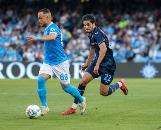 Serie A football match - Napoli vs. Lazio 2025 26 Stanislav Lobotka of SSC Napoli - Matteo Cancellieri of SS Lazio During the football match on April 18, 2026, valid for the Italian Serie A - 2025 26 championship in Naples at the Stadio Diego Armando Maradona between SSC Napoli and AC Lazio. Pictured: NAPOLI stadio Diego Armando Maradona CAMPANIA ITALIA Copyright: xFABIOxSASSOxFabioxSassox Napoli Lazio2026_04_18Fabio Sasso9681