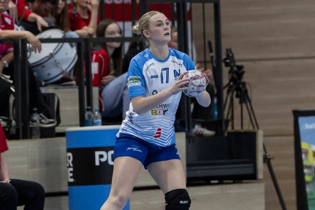 Handball Bundesliga Frauen,HBF, Saison 2025 2026 SV Union Halle-Neustadt vs Union Neckarsulm, Spieltag 1 Halle, Deutschland 18.April 2026: Im Bild:Lynn Holtman (Neckarsulm) Halle Saale SWH Arena Sachsen-Anhalt Deutschland